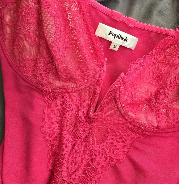 Popilush | Viral TT Hot Pink Lace Slimming Bodysuit M - Picture 5 of 8